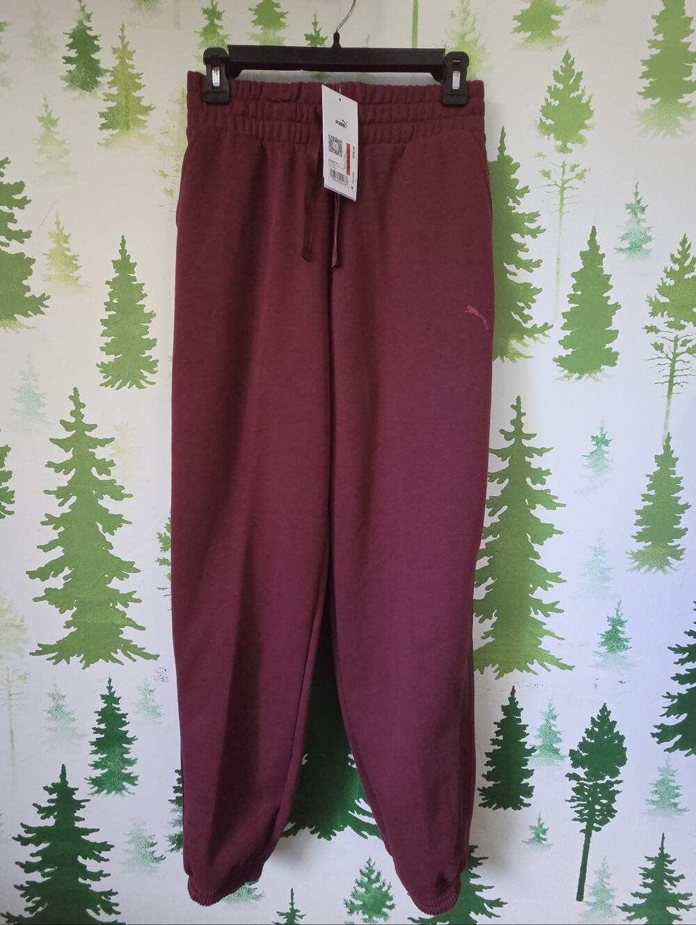 Puma Maroon Jogger Satin Pants